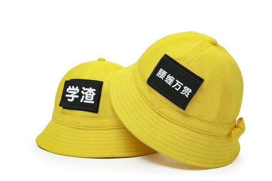 ODM Funny Plain or patch Polyester Fisherman Bucket Cap Kids Yellow Bucket Hats