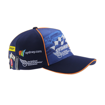 Five Panels Racing Baseball Caps Embroidery Logo Fashionable