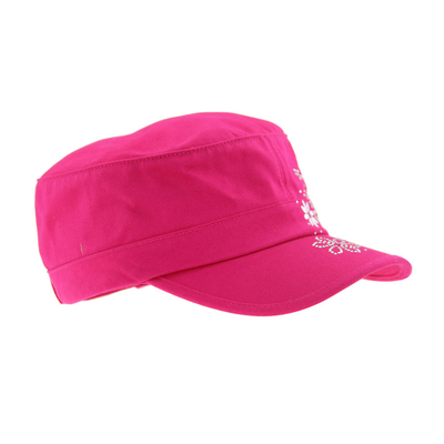 100% Red Cotton Military Cap With Custom Embroidery And Crystal On Front And Upper Peak