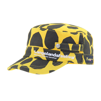 Unisex Yellow And Black  Fitted Military Hat Cotton Cadet Cap Custom Printed