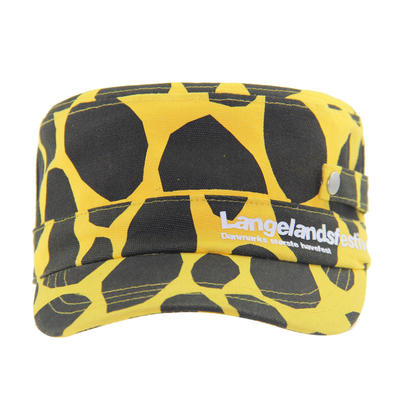 Unisex Yellow And Black  Fitted Military Hat Cotton Cadet Cap Custom Printed