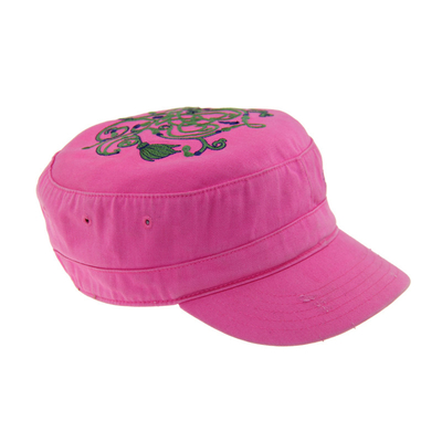 Casual Pink Cotton Custom Embroidered Military Hats With Distressed Washed