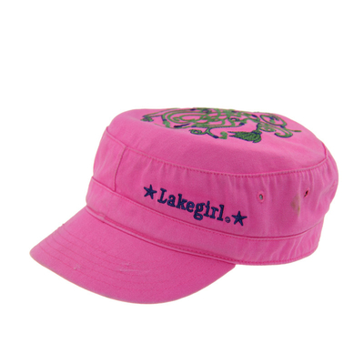Casual Pink Cotton Custom Embroidered Military Hats With Distressed Washed