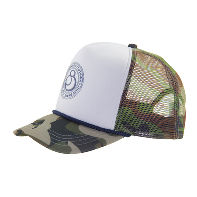 Camouflage Printing Pattern Brim And Mesh Trucker Caps With White Front Panel