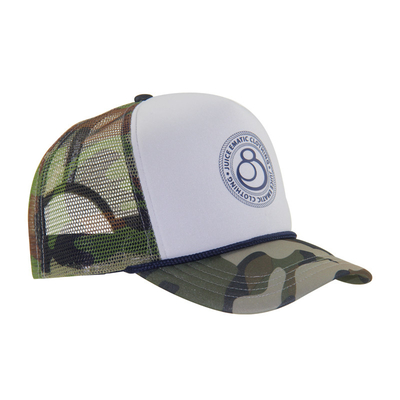 Camouflage Printing Pattern Brim And Mesh Trucker Caps With White Front Panel