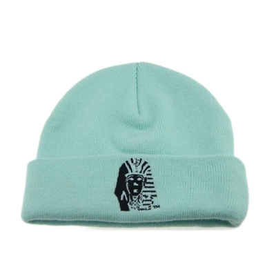 OEM Embroidery Light Blue Women'S Cuff Beanie Hats Warm Knitted Hat