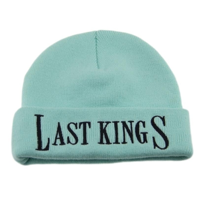 OEM Embroidery Light Blue Women'S Cuff Beanie Hats Warm Knitted Hat