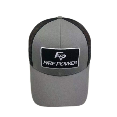 6 Panel Flat Peak Adjustable Mesh Trucker Caps With Applique Embroidery
