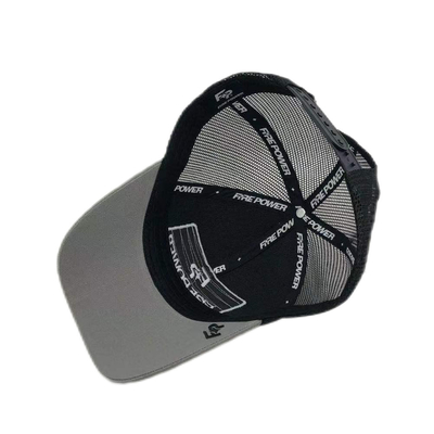 6 Panel Flat Peak Adjustable Mesh Trucker Caps With Applique Embroidery