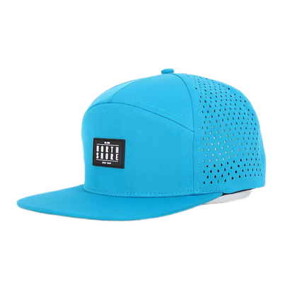 Custom Front Flat Peak Snapback Mid Profile 7 Panel Snapback Hat
