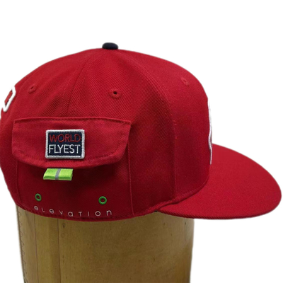 Six Panel Wool Snapback Baseball Caps With Customed Zipper Pockets In Side