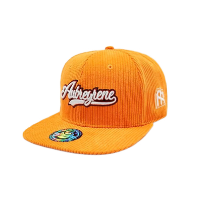 Unisex Constructed 6 Panel Snapback Hat Corduroy Flat Peak Mid Profile Snapback