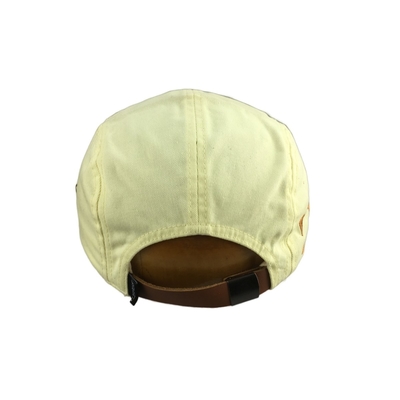 Embroidery Logo Five Panel Camp Cap With Flat Suede Visor  Buckle Closure