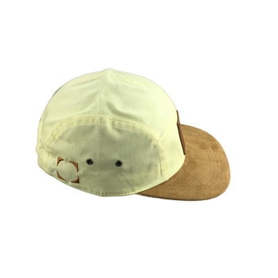 Embroidery Logo Five Panel Camp Cap With Flat Suede Visor  Buckle Closure