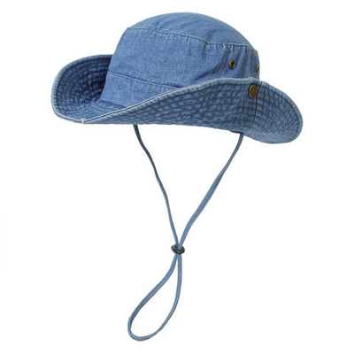 Unisex Denim Washed Cotton Bucket Hat Foldable Fisherman Hat UV Protection
