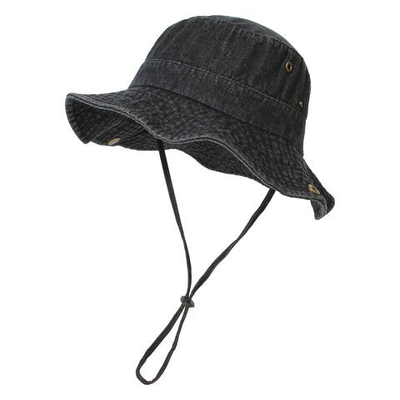 Unisex Denim Washed Cotton Bucket Hat Foldable Fisherman Hat UV Protection