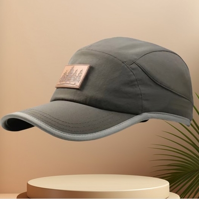 5 Panel Men Grey Quick Dry Polyester Baseball Caps Running Baseball Hat