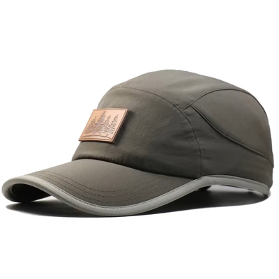 5 Panel Men Grey Quick Dry Polyester Baseball Caps Running Baseball Hat