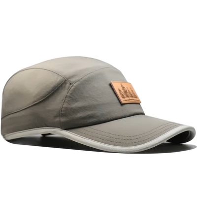 5 Panel Men Grey Quick Dry Polyester Baseball Caps Running Baseball Hat