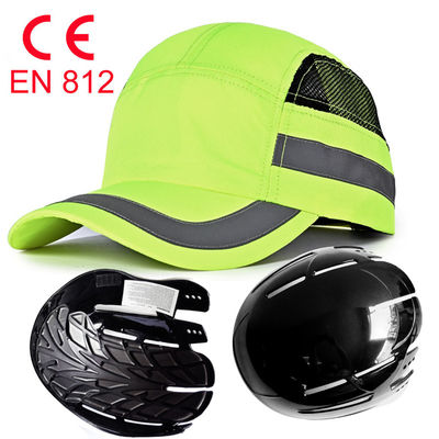 Adjustable CE EN812 Hi Vi Green Bump Cap 56cm 60cm Embroidery Logo