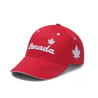 SGS 6 Panel Custom Embroidered Baseball Caps Canada Maple Leaves