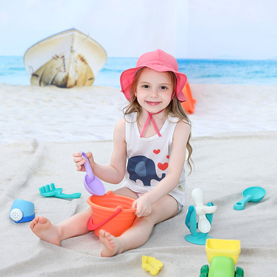 Toddler Wide Brim Kids Play Hat With Neck Flap Chin Strap Sun Hat